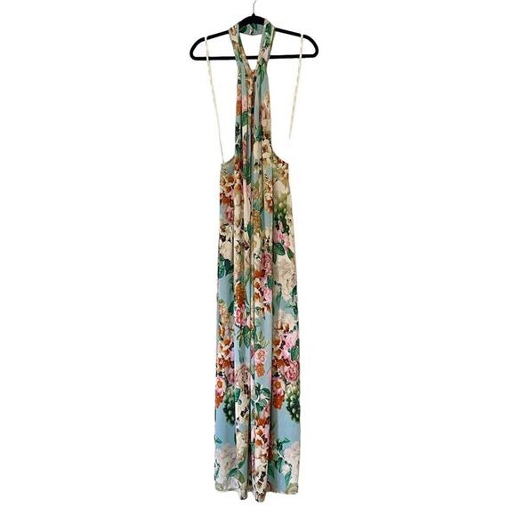 Cara Cara Marion Dress Twisted Open-Back Floral Halter Silk Chiffon Maxi Size XL - Picture 2 of 13